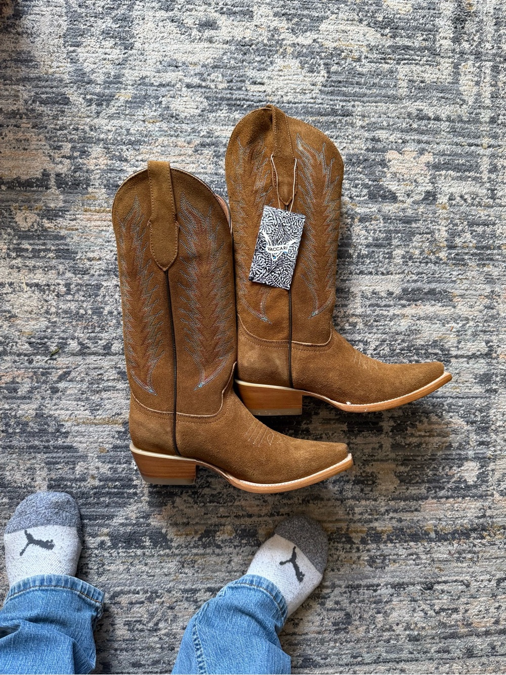 Tan Suede Western Heeled Boots